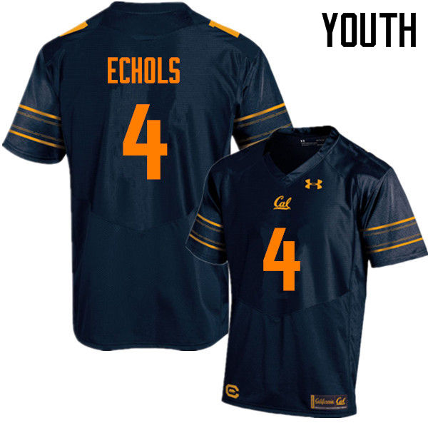 Youth #4 Zion Echols Cal Bears (California Golden Bears College) Football Jerseys Sale-Navy - Click Image to Close